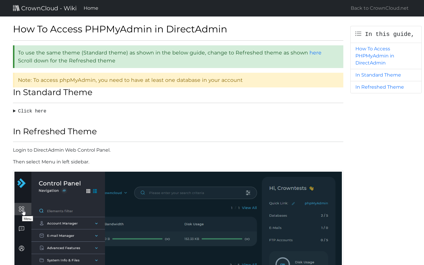 Crowncloud Wiki How To Access Phpmyadmin In Directadmin