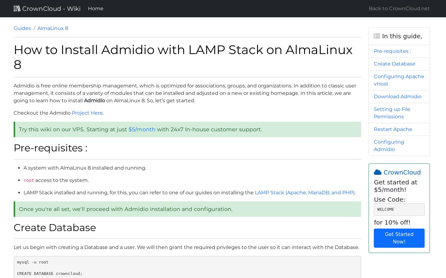 Crowncloud Wiki How To Install Admidio With Lamp Stack On Almalinux