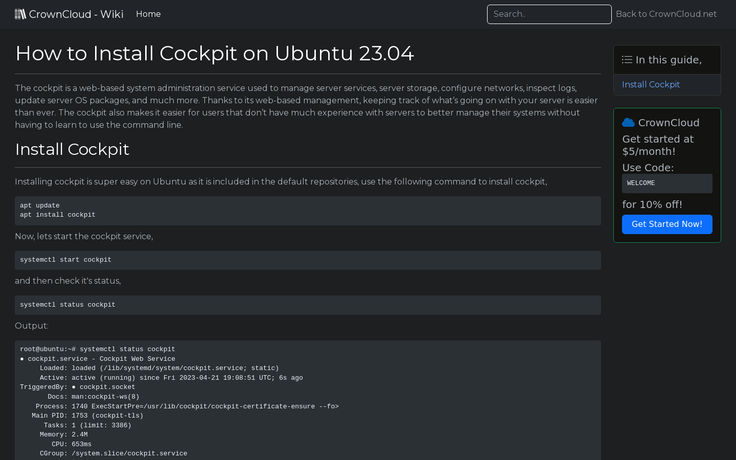 Crowncloud Wiki How To Install Cockpit On Ubuntu