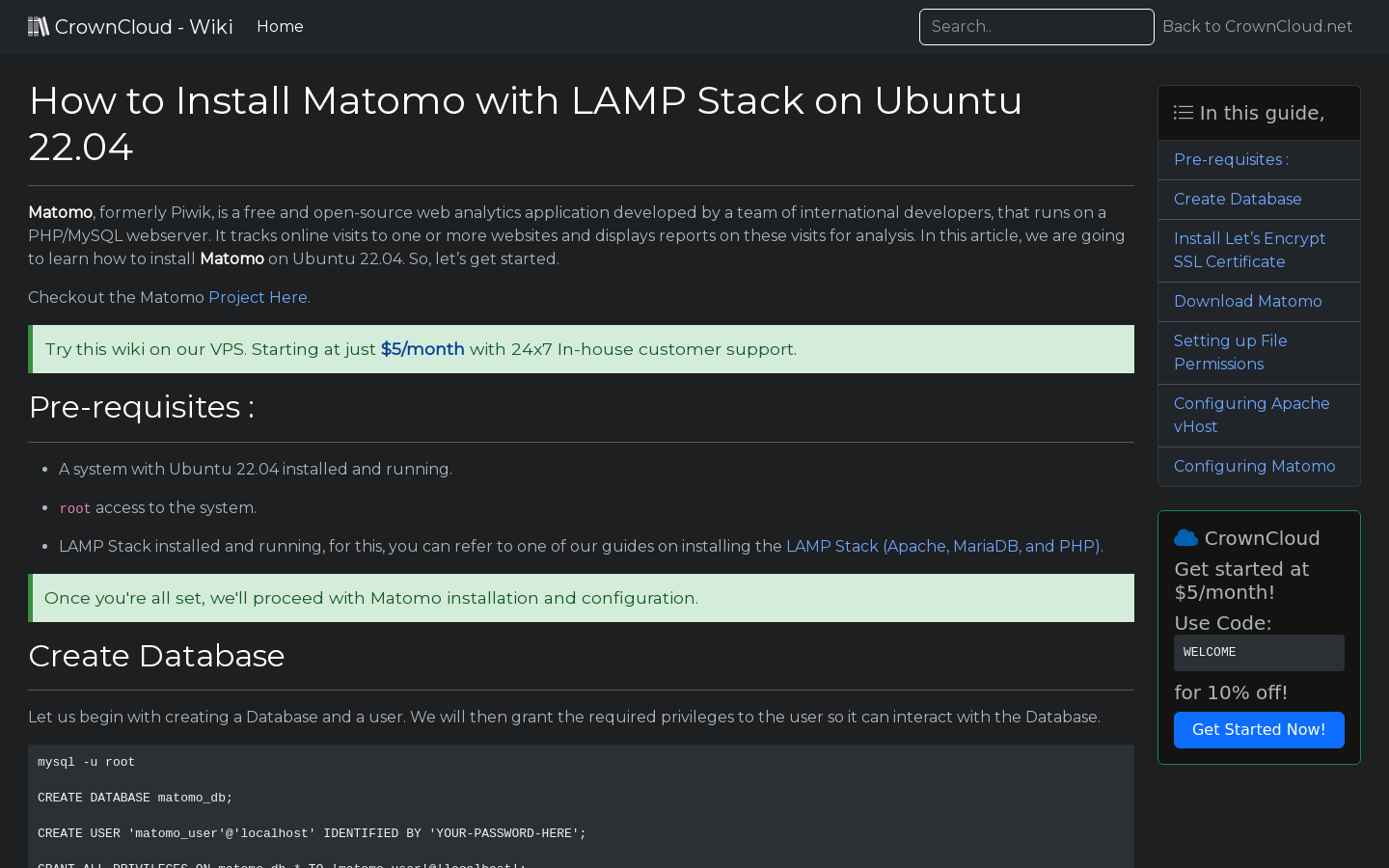 Crowncloud Wiki How To Install Matomo With Lamp Stack On Ubuntu