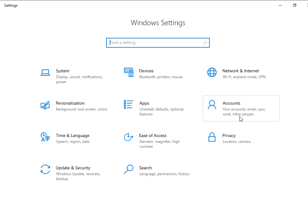 windows setting