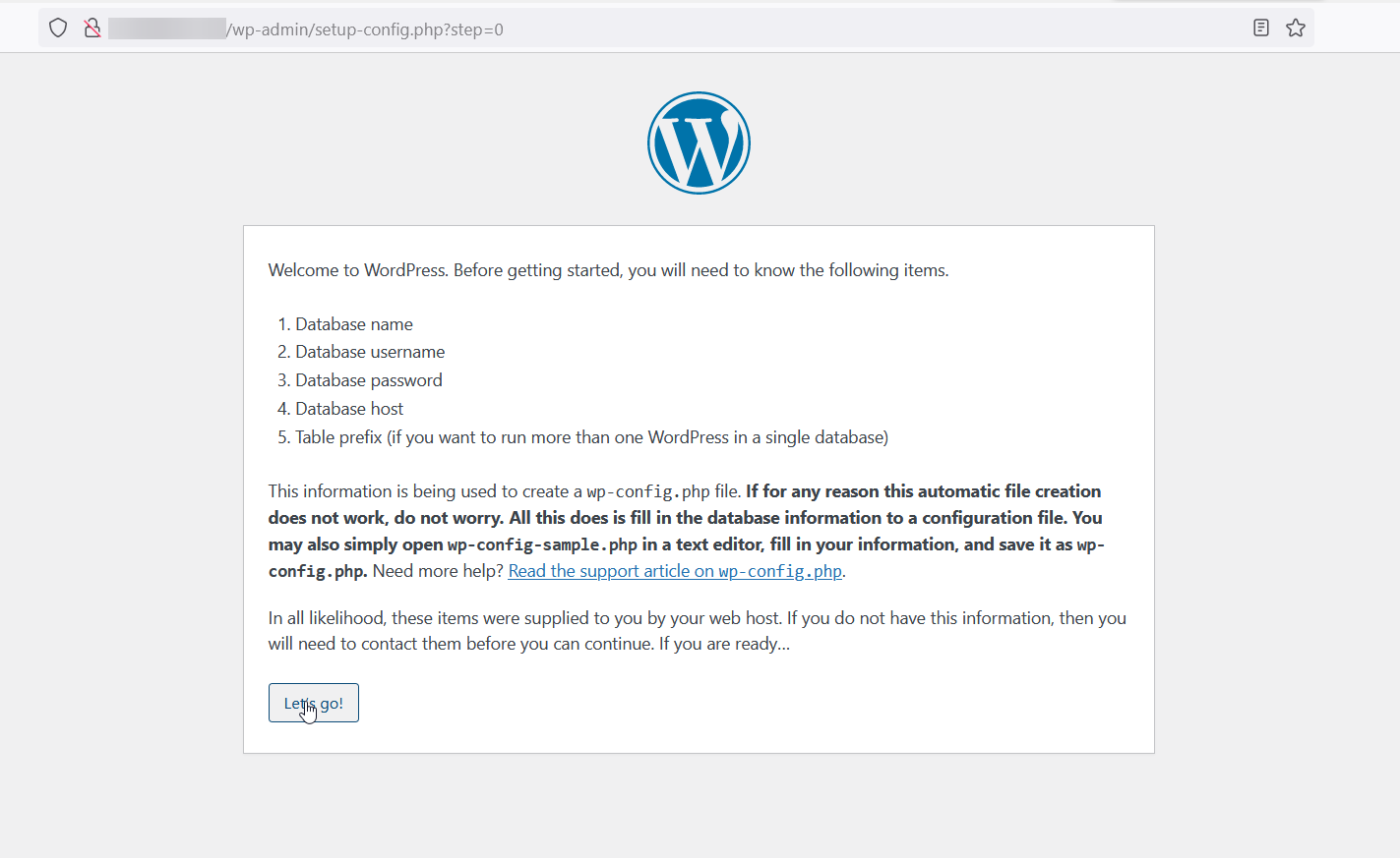 WORDPRESS Setup configuration file что это.