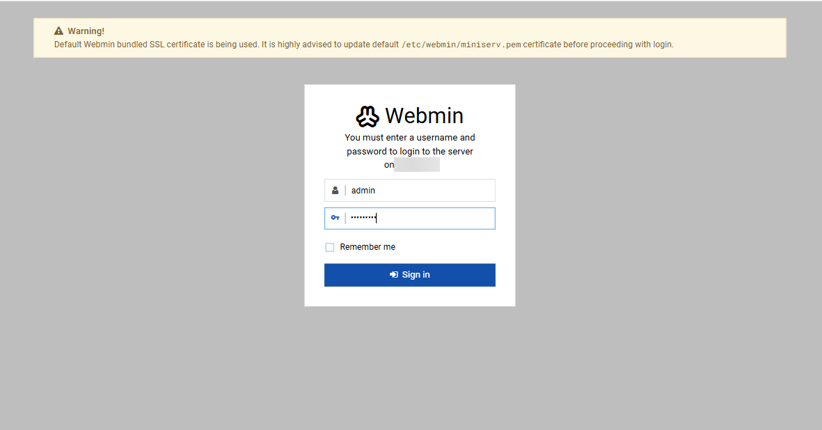Webmin Login