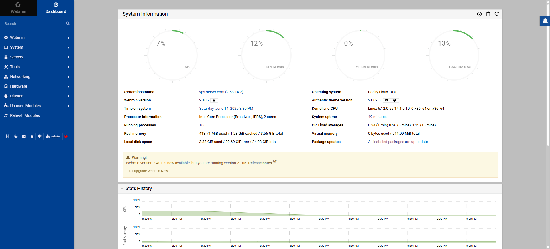 Webmin Dashboard