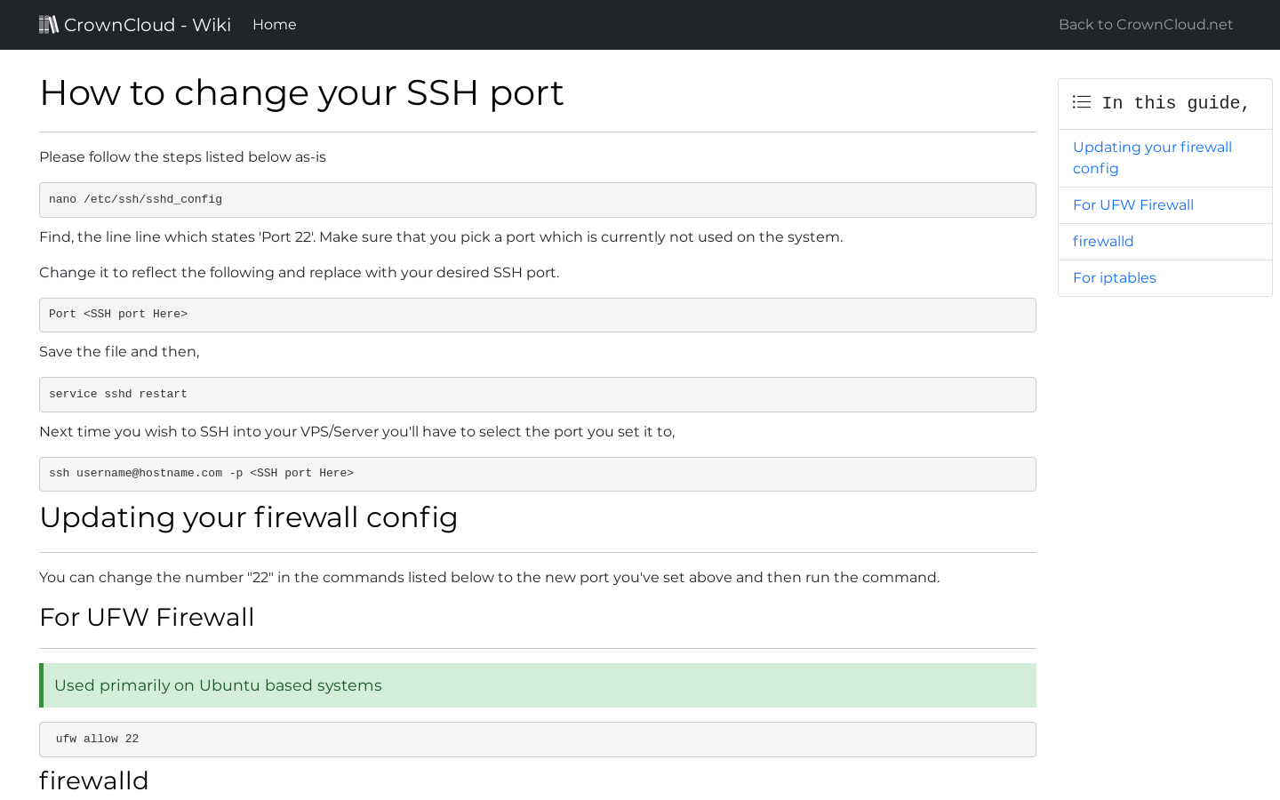 Crowncloud Wiki Changing Ssh Port Crowncloud Wiki Changing Ssh Port