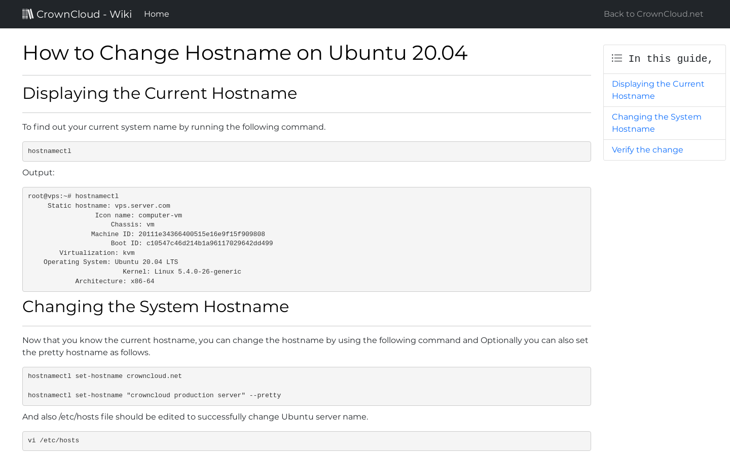 Crowncloud Wiki How To Change Hostname On Ubuntu