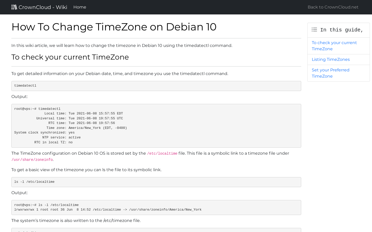 crowncloud-wiki-how-to-change-timezone-on-debian-10