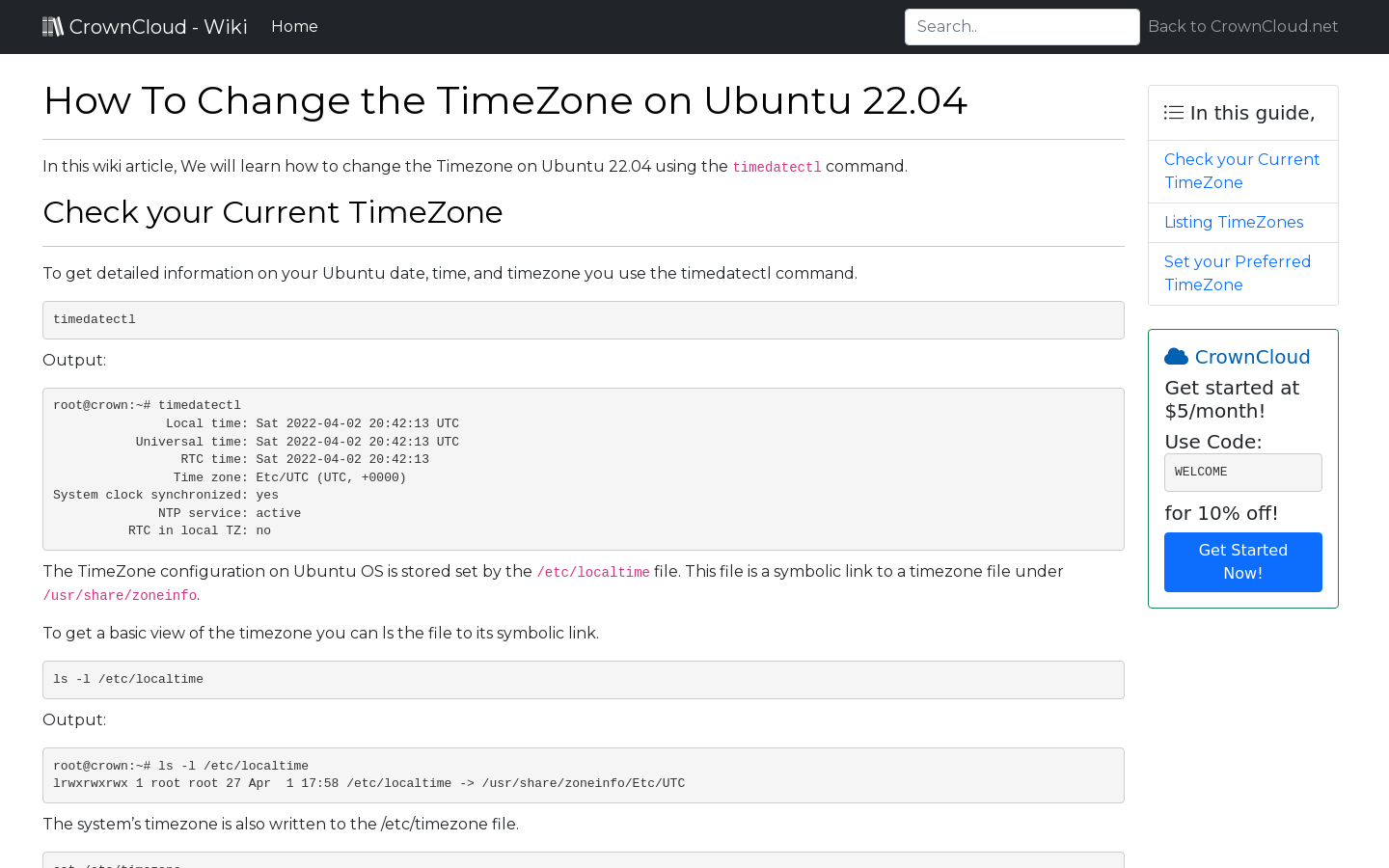 crowncloud-wiki-how-to-change-timezone-on-ubuntu-22-04