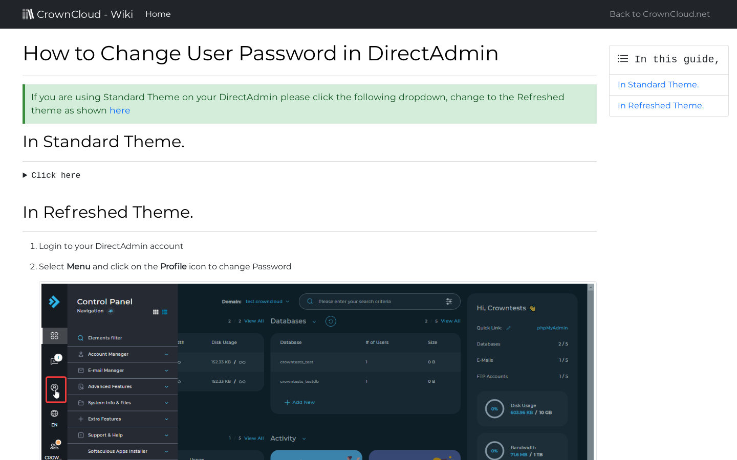 Crowncloud wiki how to change user password in directadmin