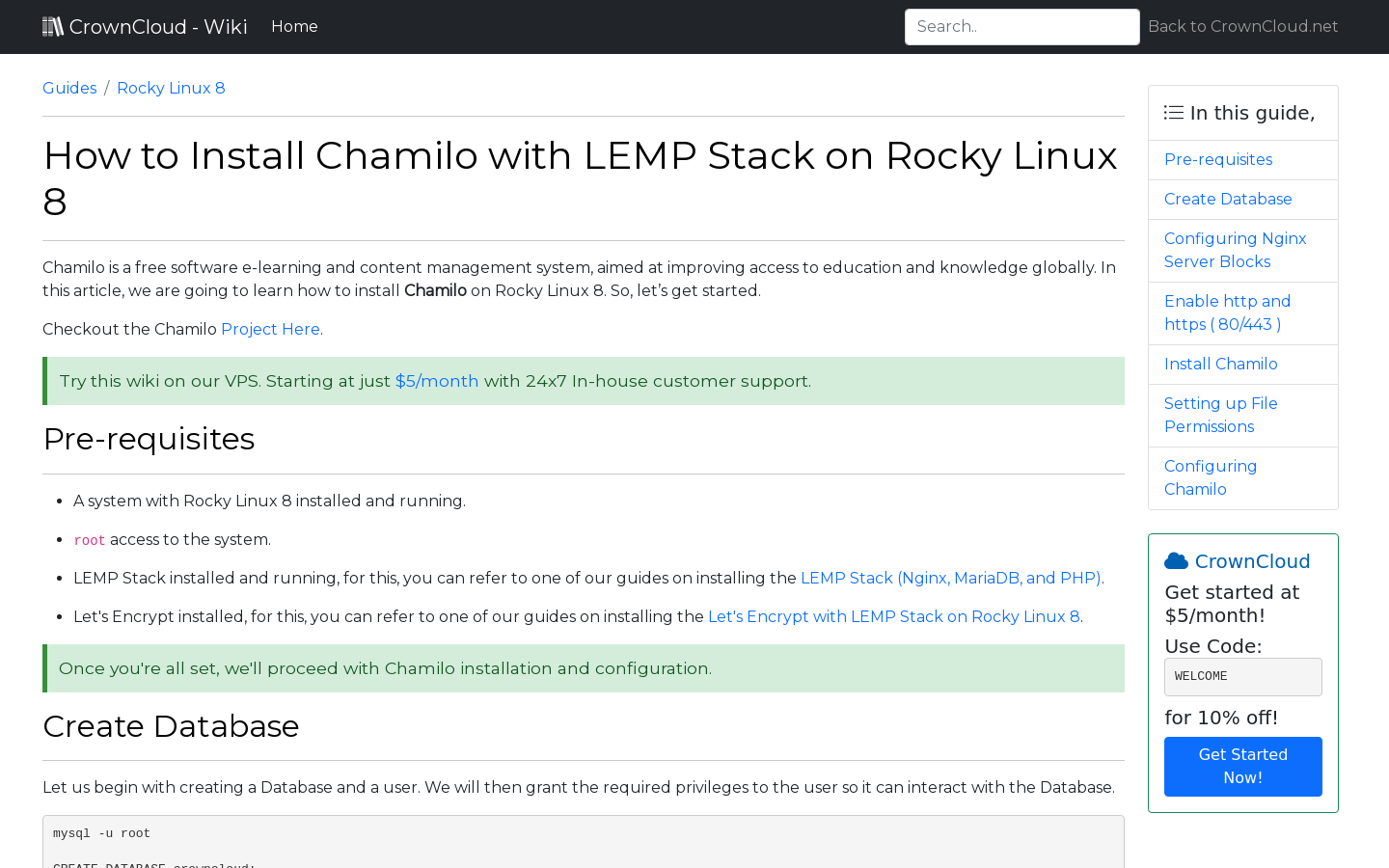 CrownCloud Wiki - How To Install Chamilo With LEMP Stack On Rocky Linux 8
