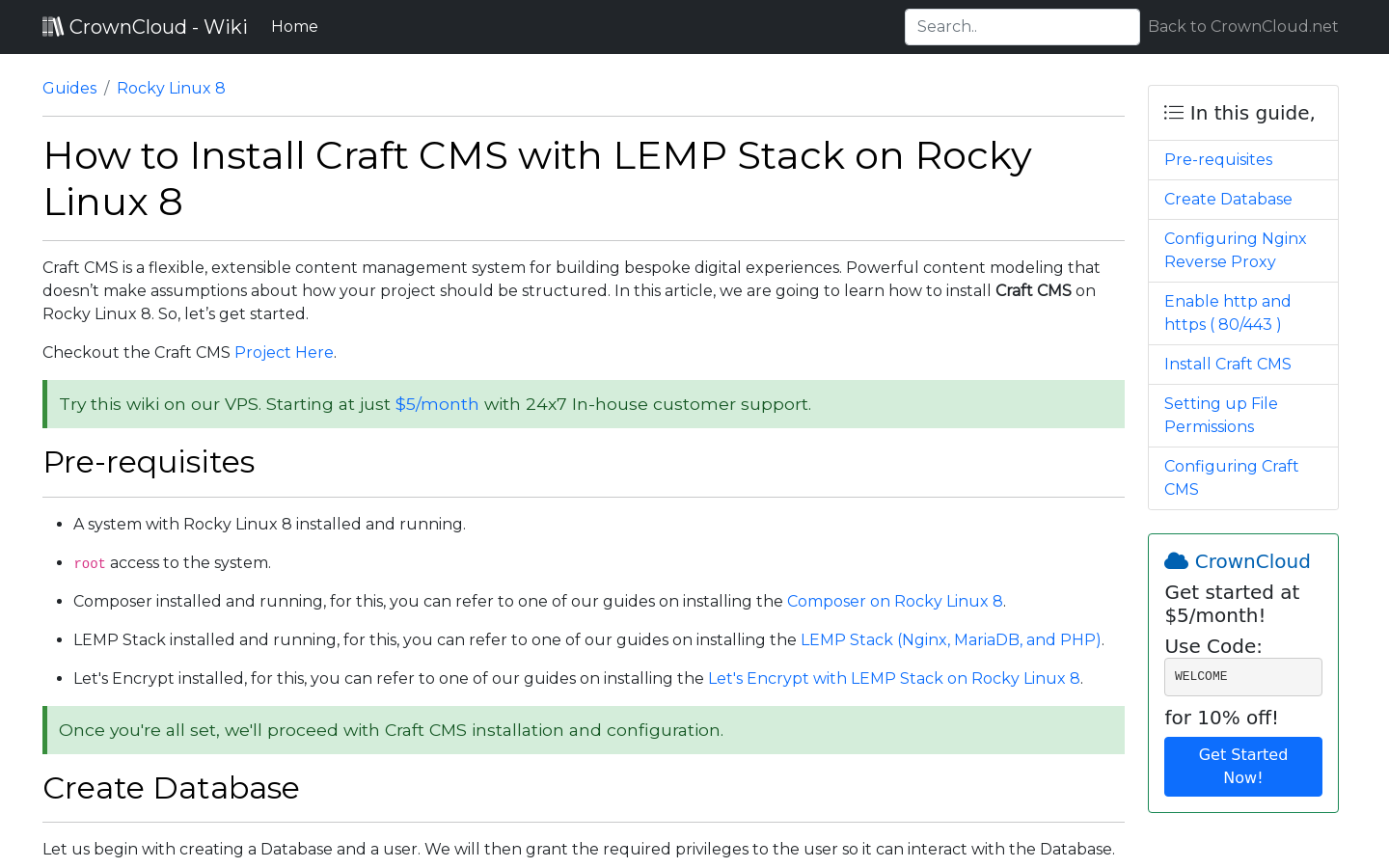 CrownCloud Wiki - How To Install Craft CMS With LEMP Stack On Rocky Linux 8