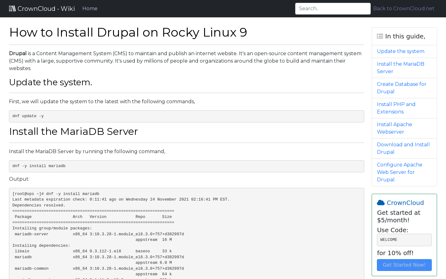 install drupal 9 rocky linux