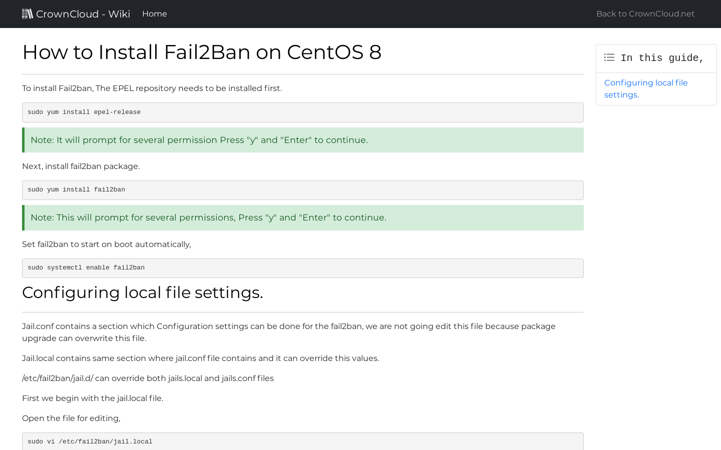 Fail2ban настройка centos 8