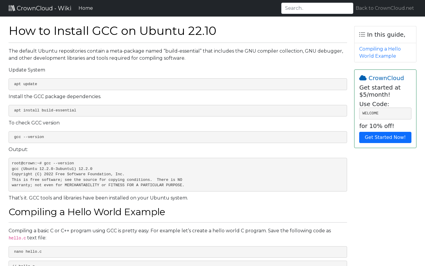 crowncloud-wiki-how-to-install-gcc-on-ubuntu-22-10