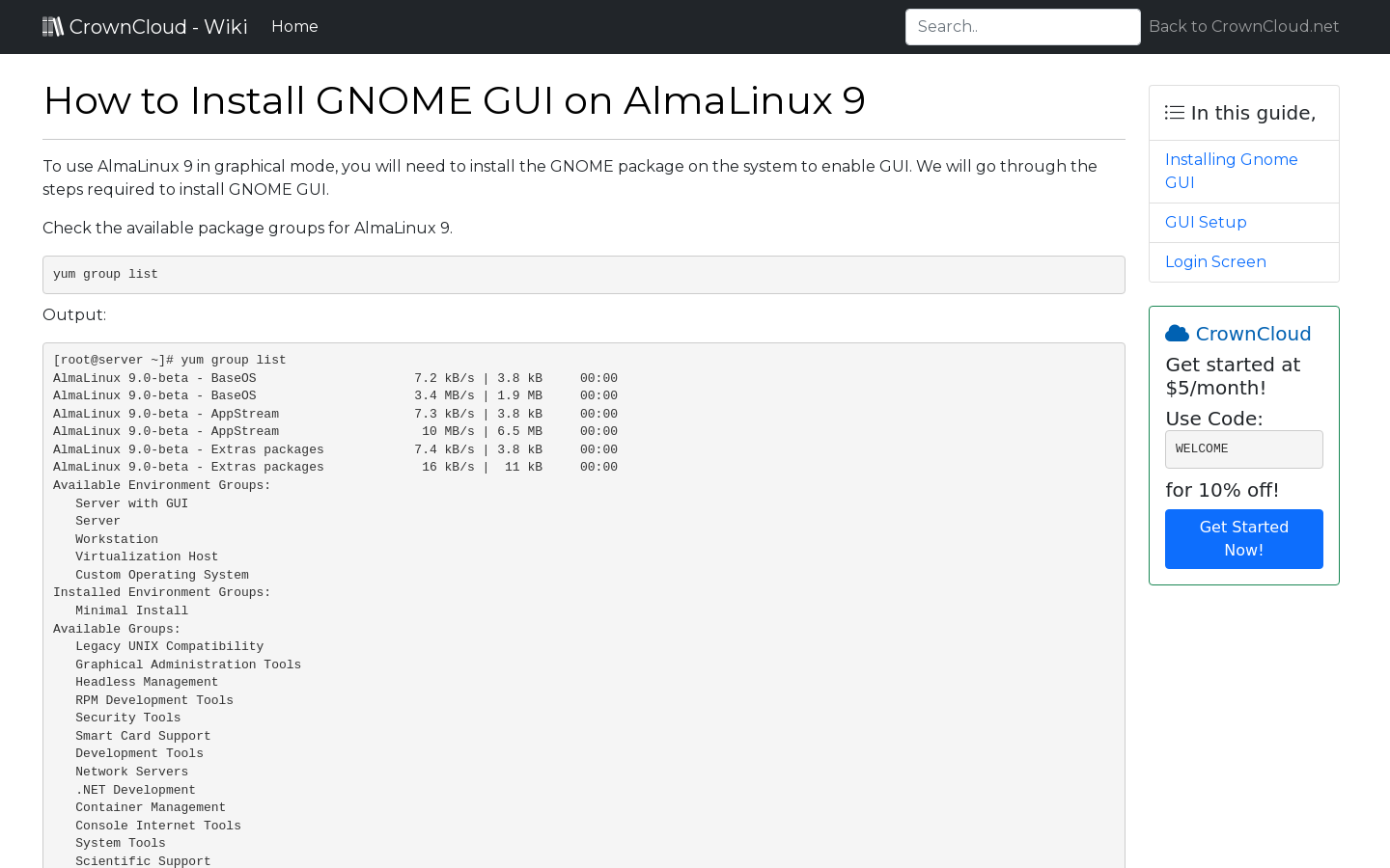 crowncloud-wiki-how-to-install-gnome-gui-on-almalinux-9