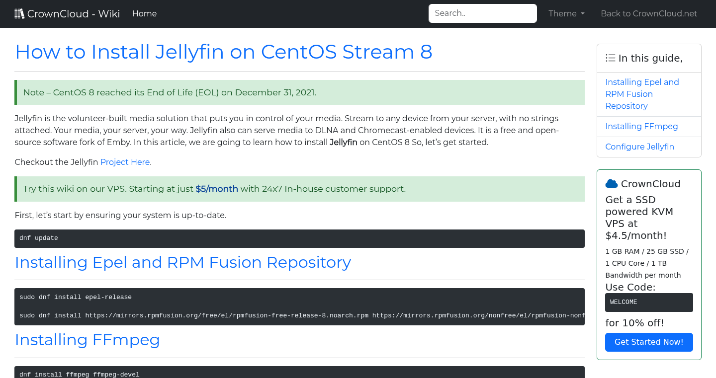 CrownCloud Wiki - How To Install Jellyfin On CentOS 8