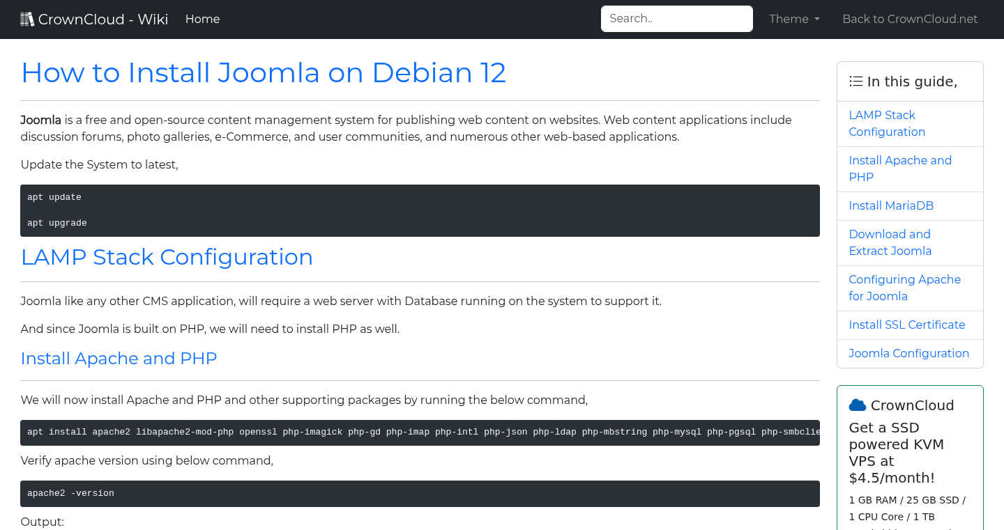 CrownCloud Wiki - How To Install Joomla On Debian 12