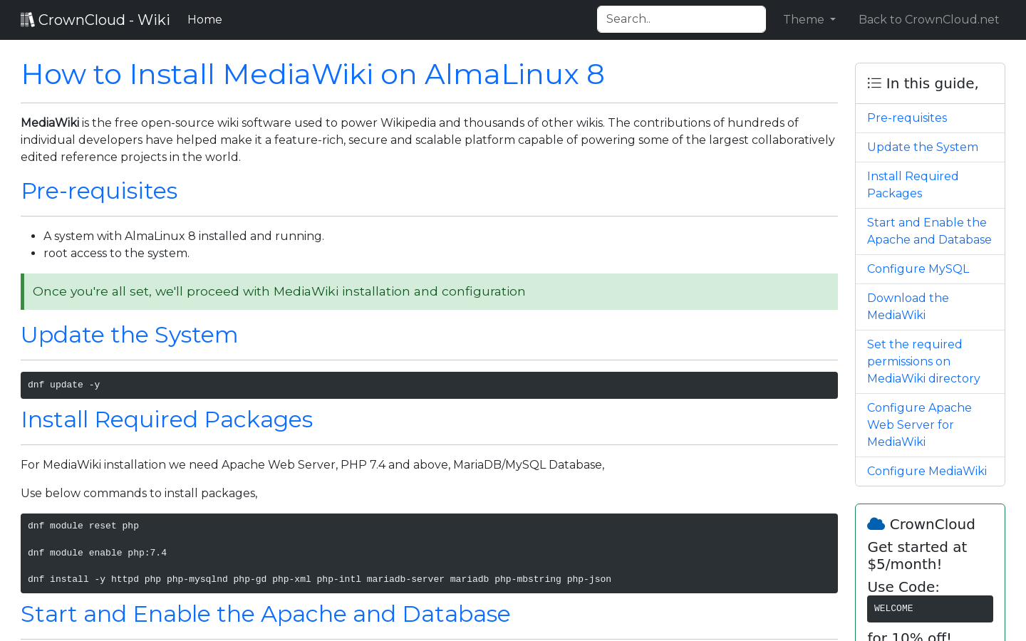 How To Install Emedia On Jadoo 5 CrownCloud Wiki - How To Install MediaWiki On AlmaLinux 8