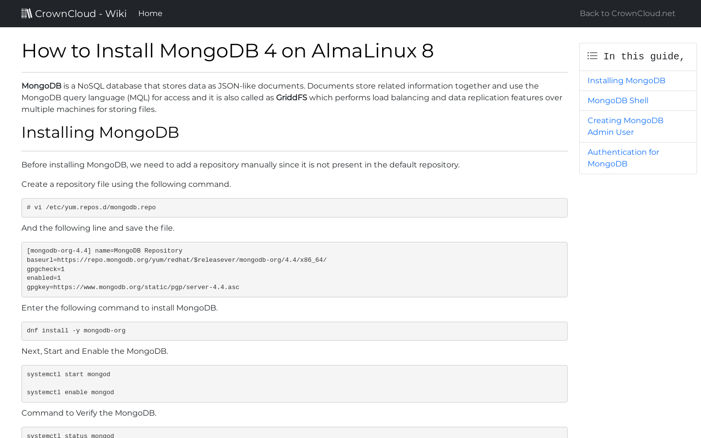 crowncloud-wiki-how-to-install-mongodb-on-almalinux-8