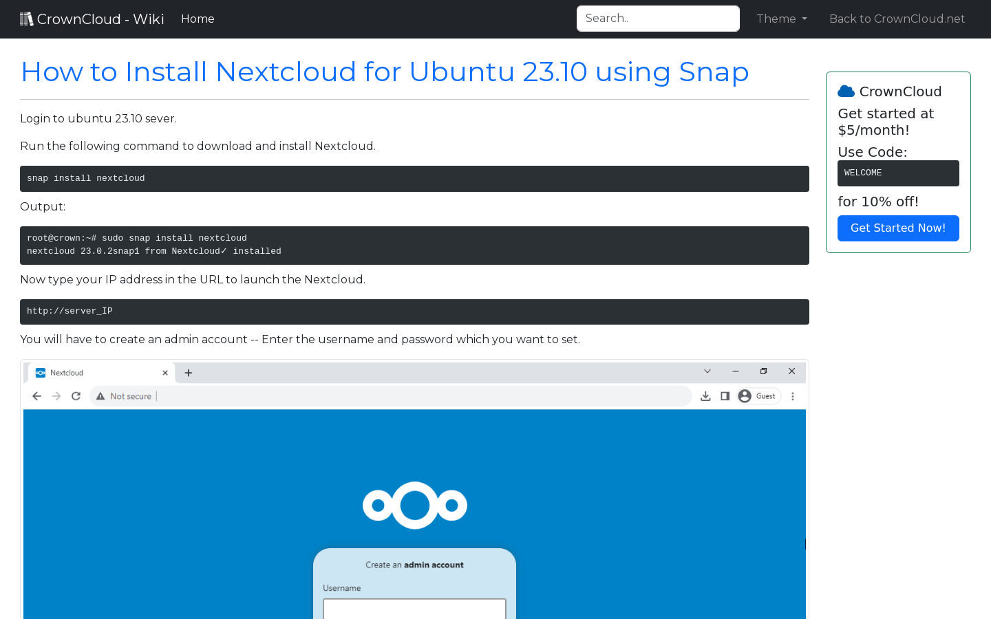 CrownCloud Wiki How To Install Nextcloud On Ubuntu 23 10 Using Snap