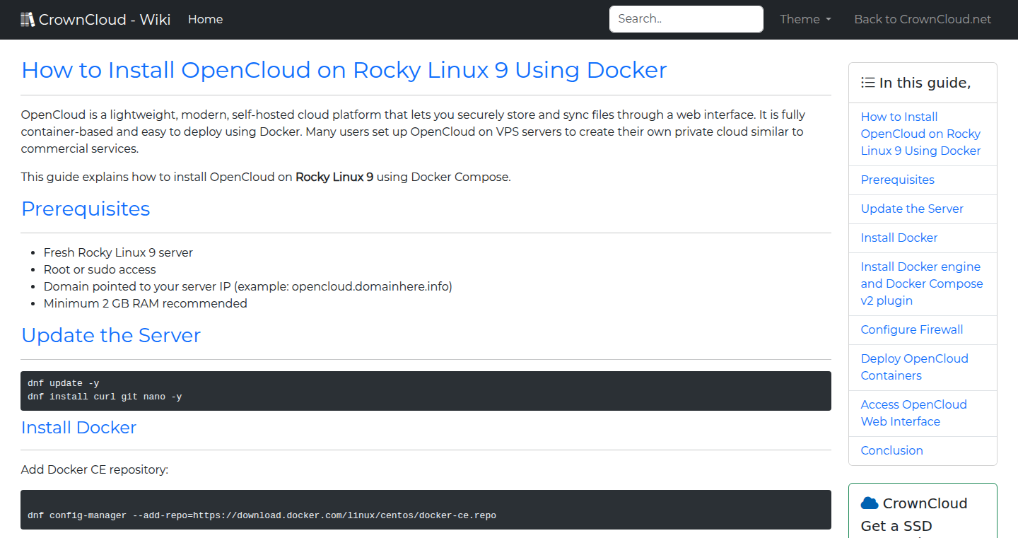CrownCloud Wiki - How To Install OpenCloud On Rocky Linux 9