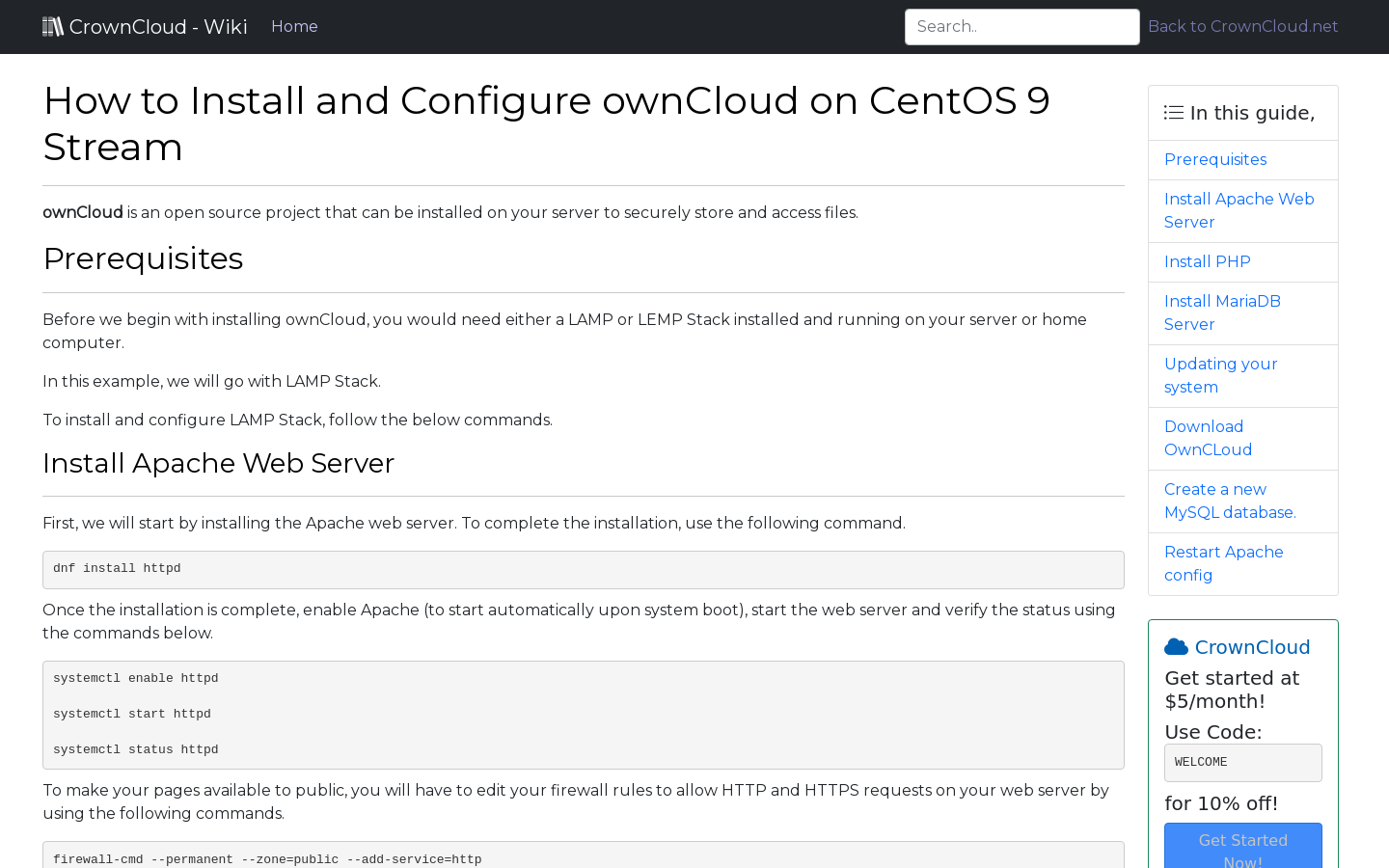 install owncloud centos 9 stream