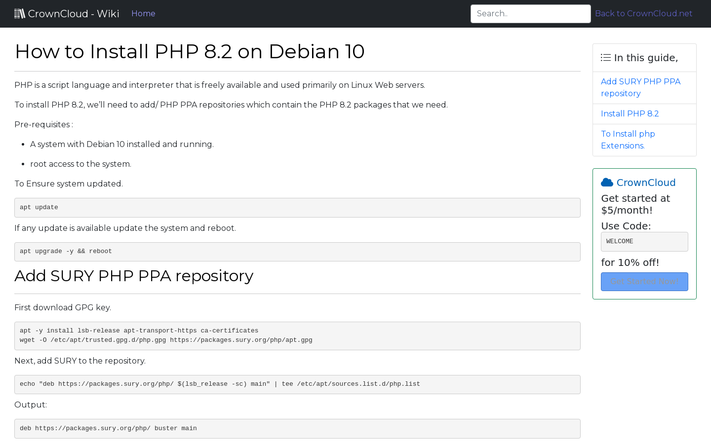 install php 8.2 on debian 10