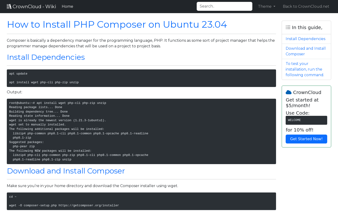 CrownCloud Wiki - How To Install PHP Composer On Ubuntu 23 04