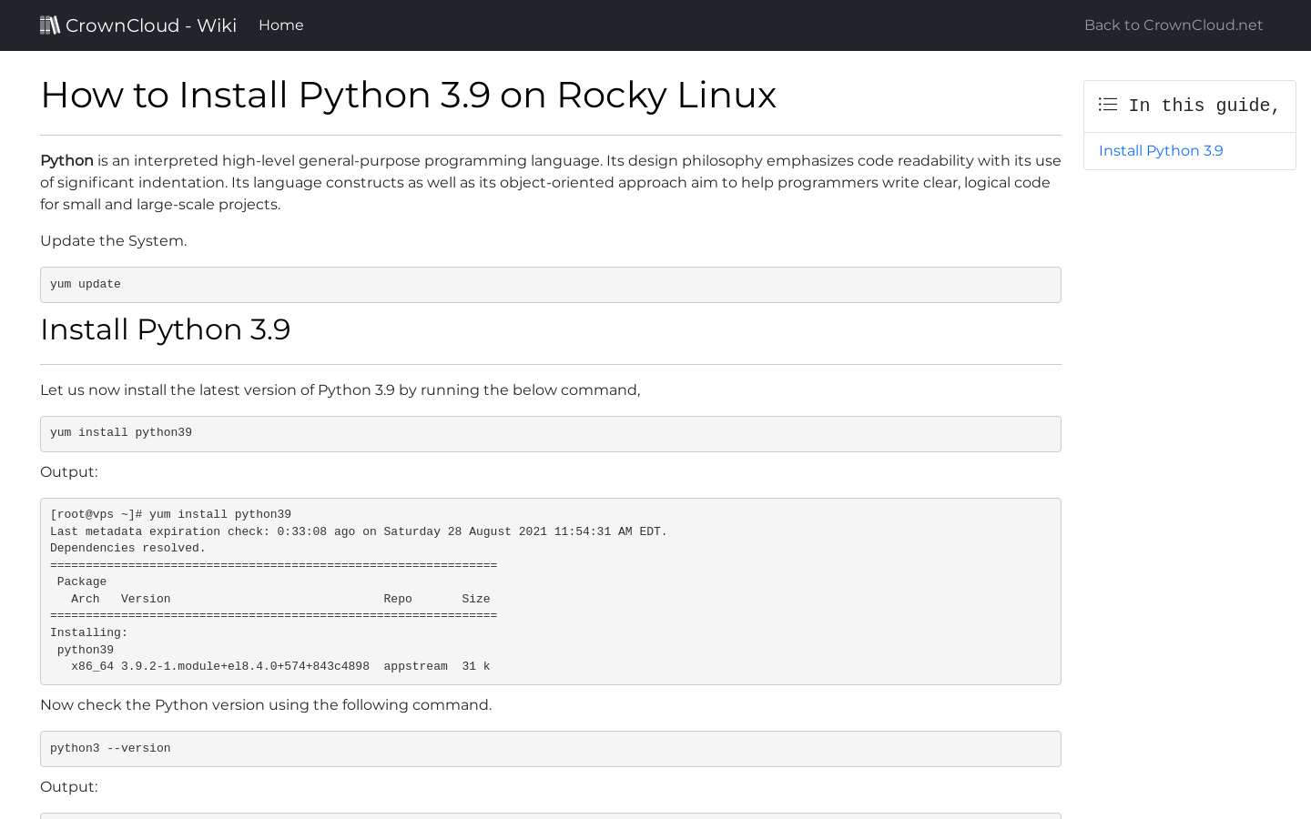 crowncloud-wiki-how-to-install-python3-9-on-rocky-linux