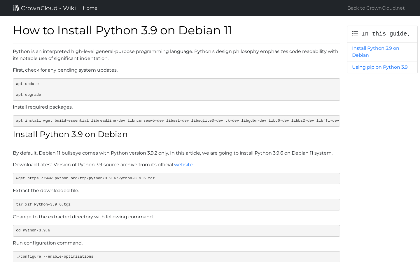 crowncloud-wiki-how-to-install-python-3-9-on-debian-11