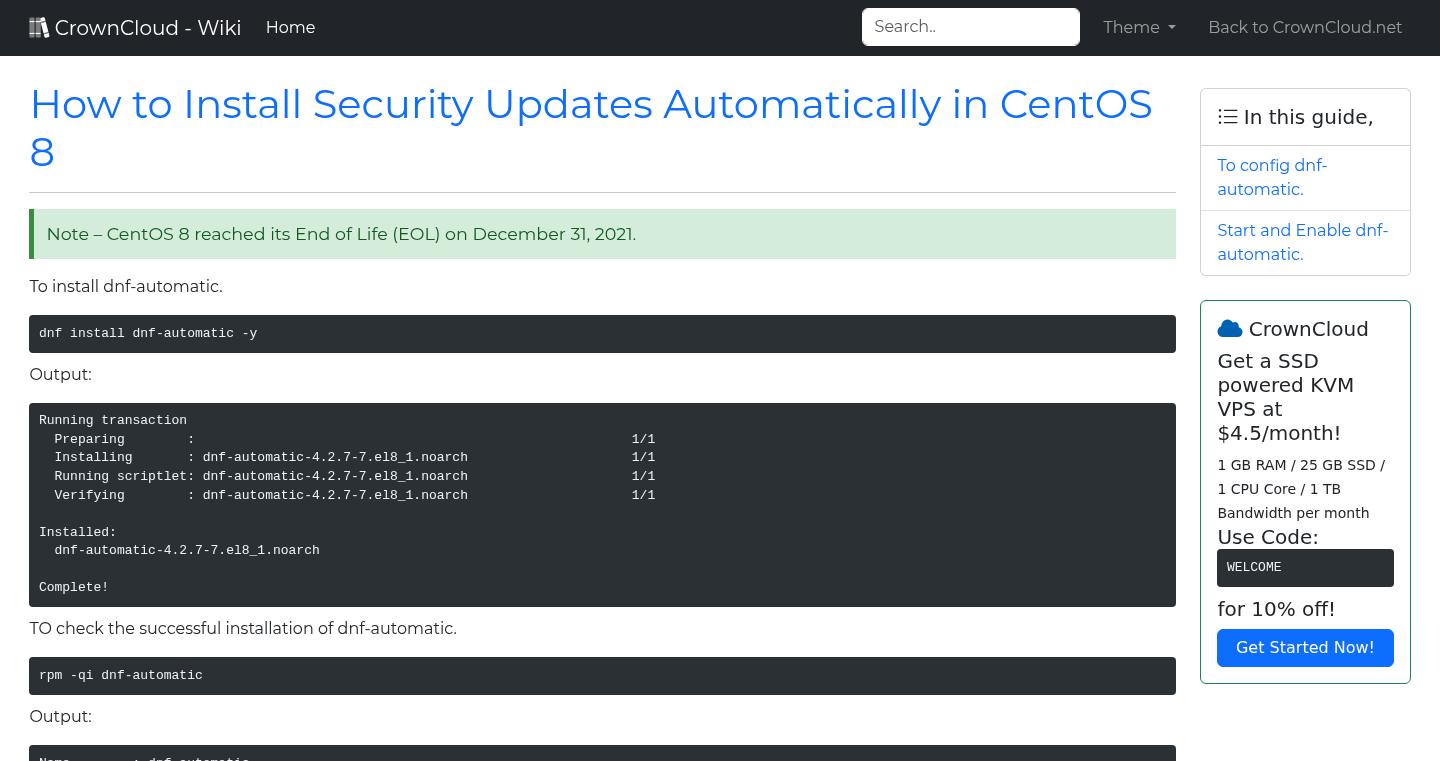 CrownCloud Wiki - How To Install Security Updates Automatically In CentOS 8