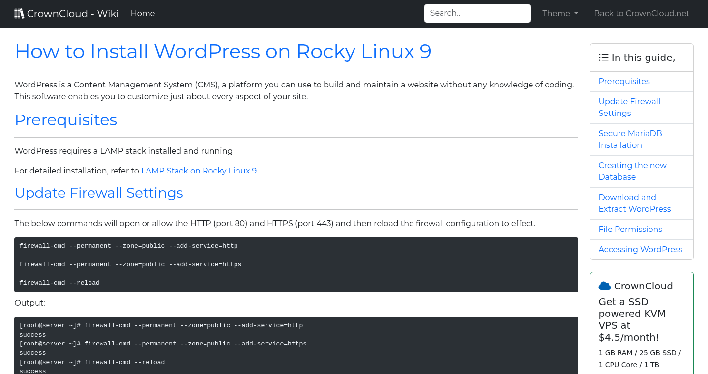CrownCloud Wiki - How To Install WordPress On Rocky Linux 9