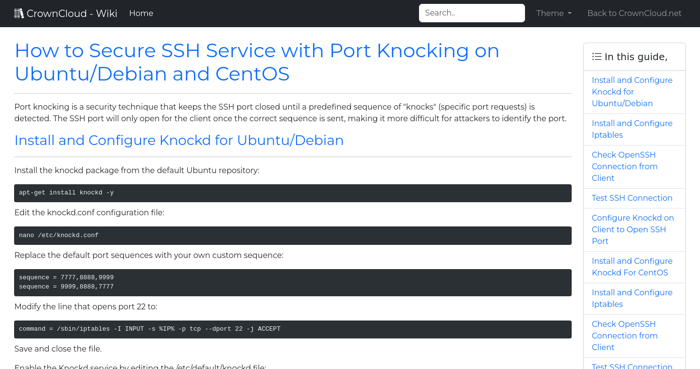 Deep Secure Rear Port CrownCloud Wiki - How To Secure SSH Service With Port Knocking