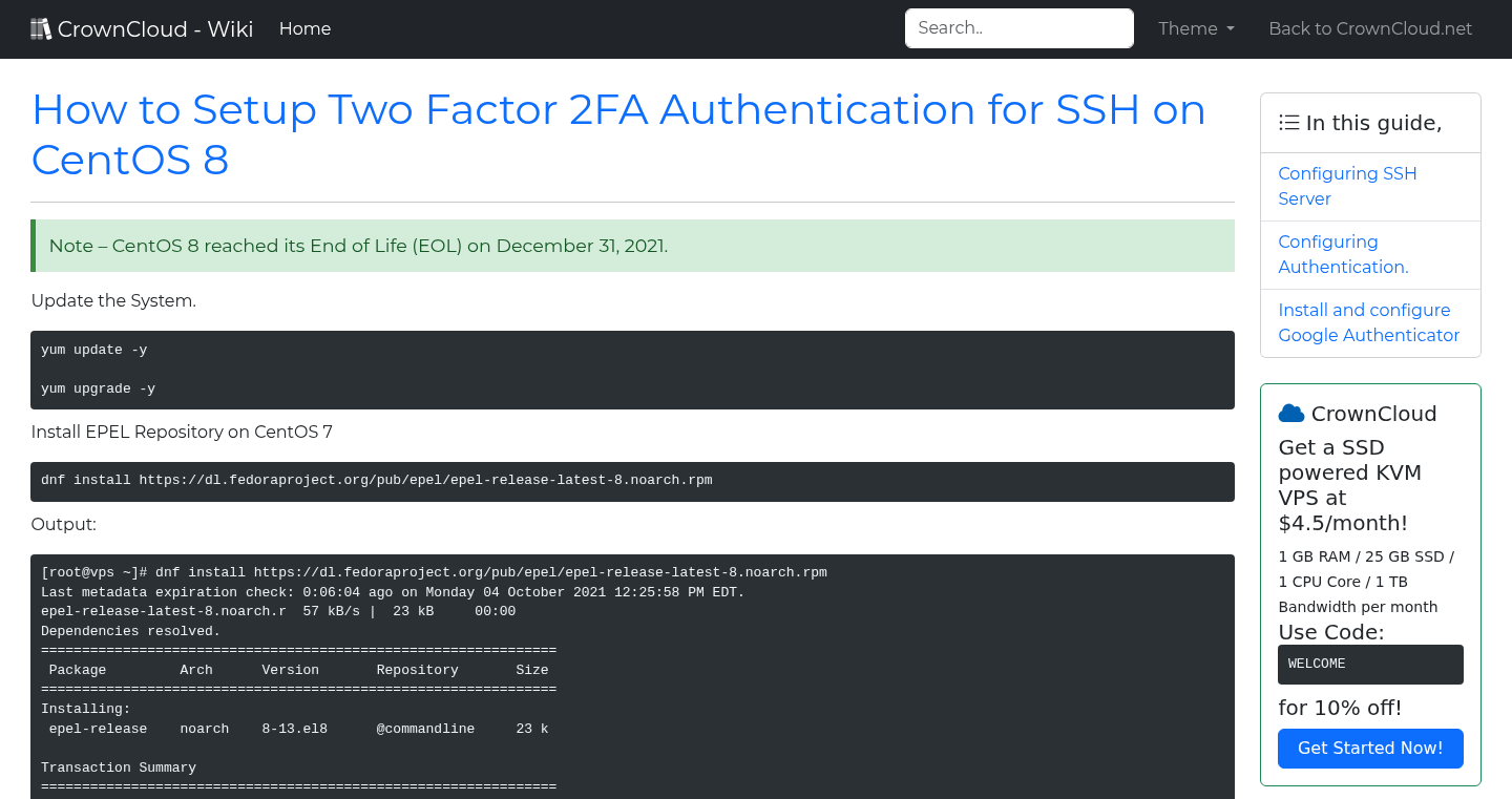 CrownCloud Wiki - How To Setup Two Factor 2FA Authentication For SSH On ...