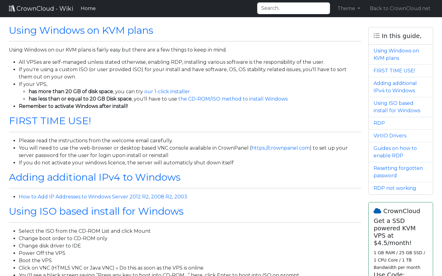 CrownCloud Wiki - Using Windows On Kvm Plans