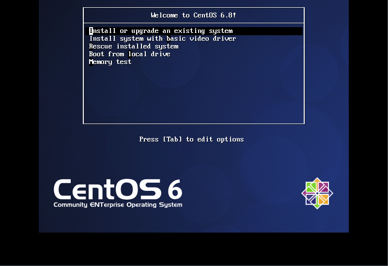 CentOS 6.8 Grub Welcome to CentOS