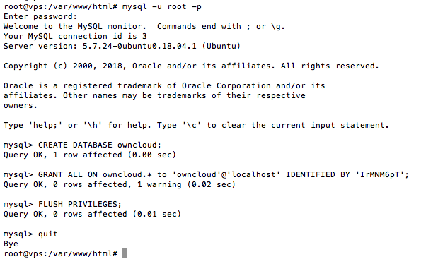 install Create MySQL Database and User